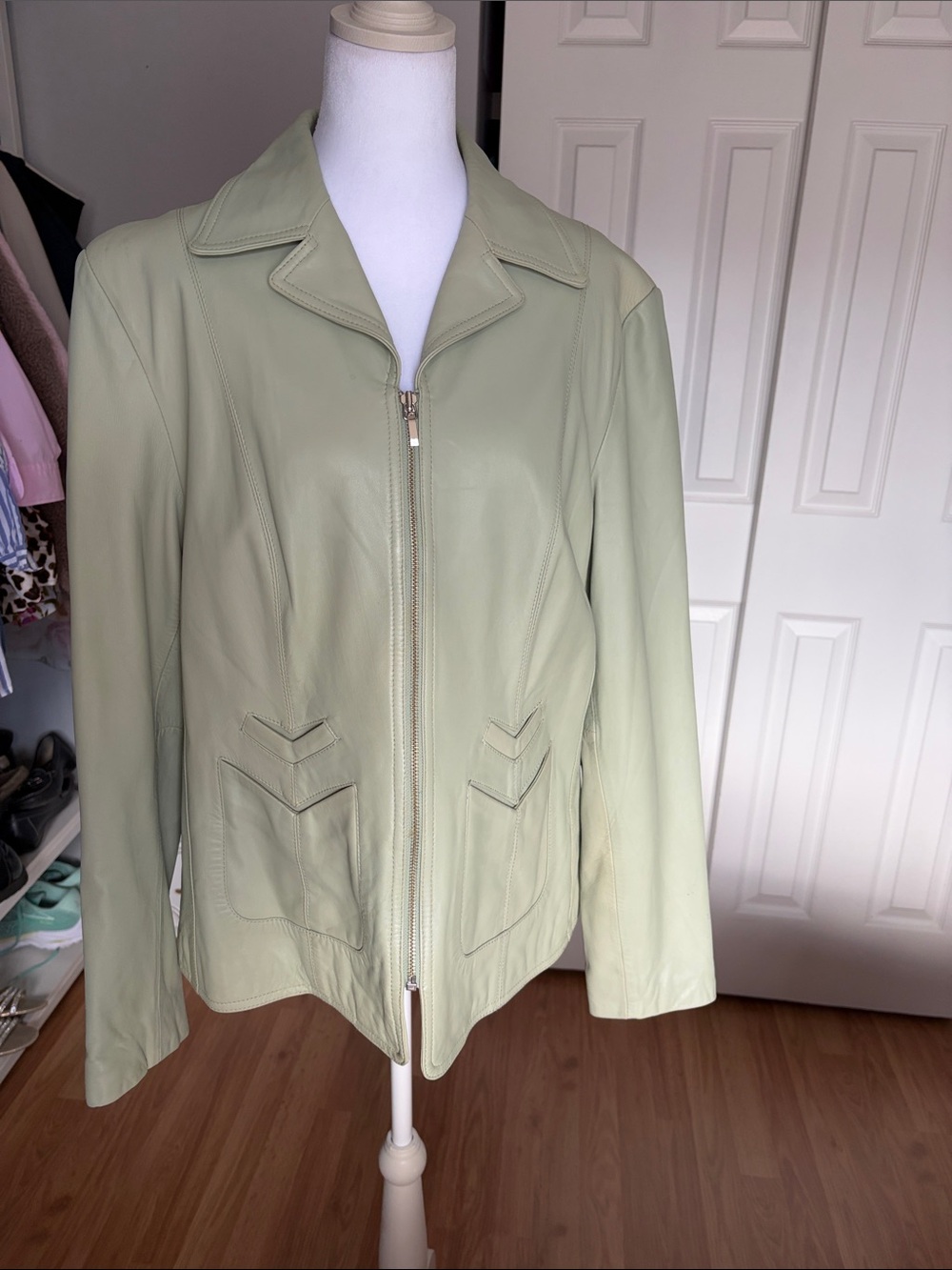Nine West Leather Jacket in Sage
